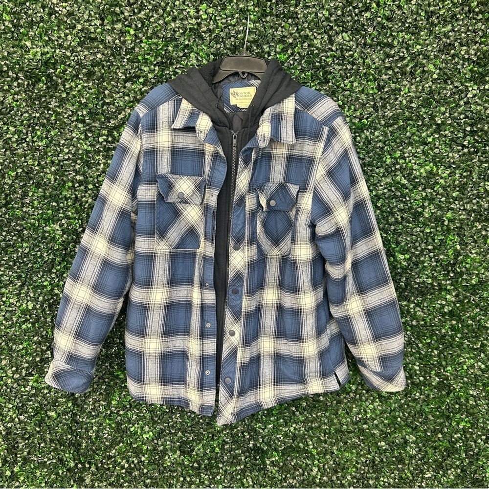 Boston Traders Blue Plaid Jacket with Hood